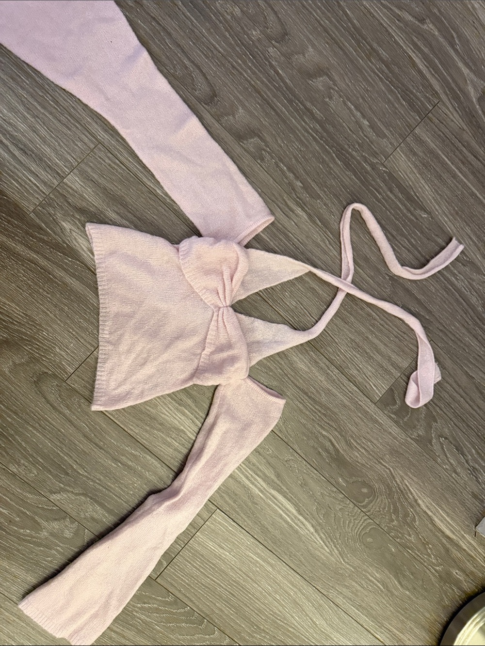I.AM.GIA Light Pink Knit Tie-Front Crop Top